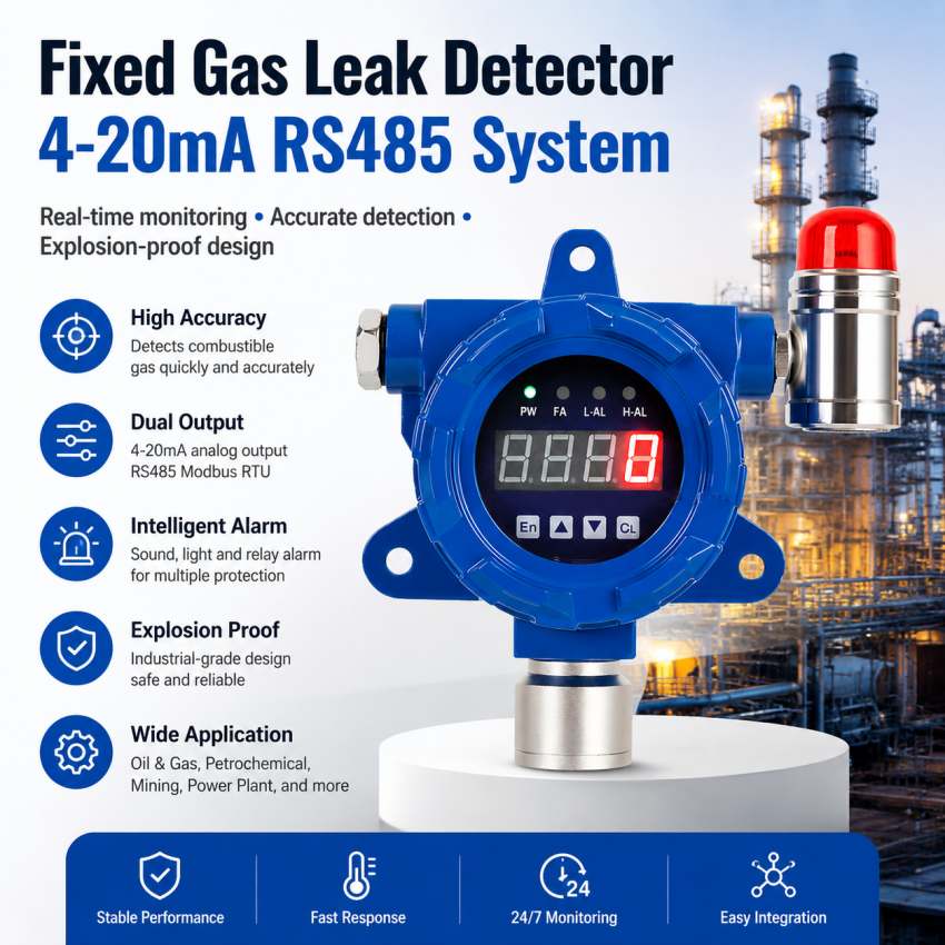 Fixed Gas Leak Detector 4-20mA RS485 System