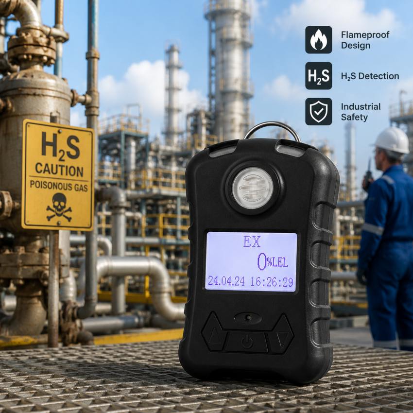 Flameproof Portable H2S Gas Detector for Industrial Safety