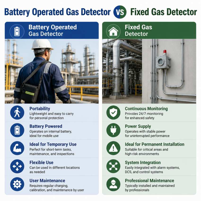 Battery Operated Gas Detector vs Fixed Gas Detector: Which One Is Better?