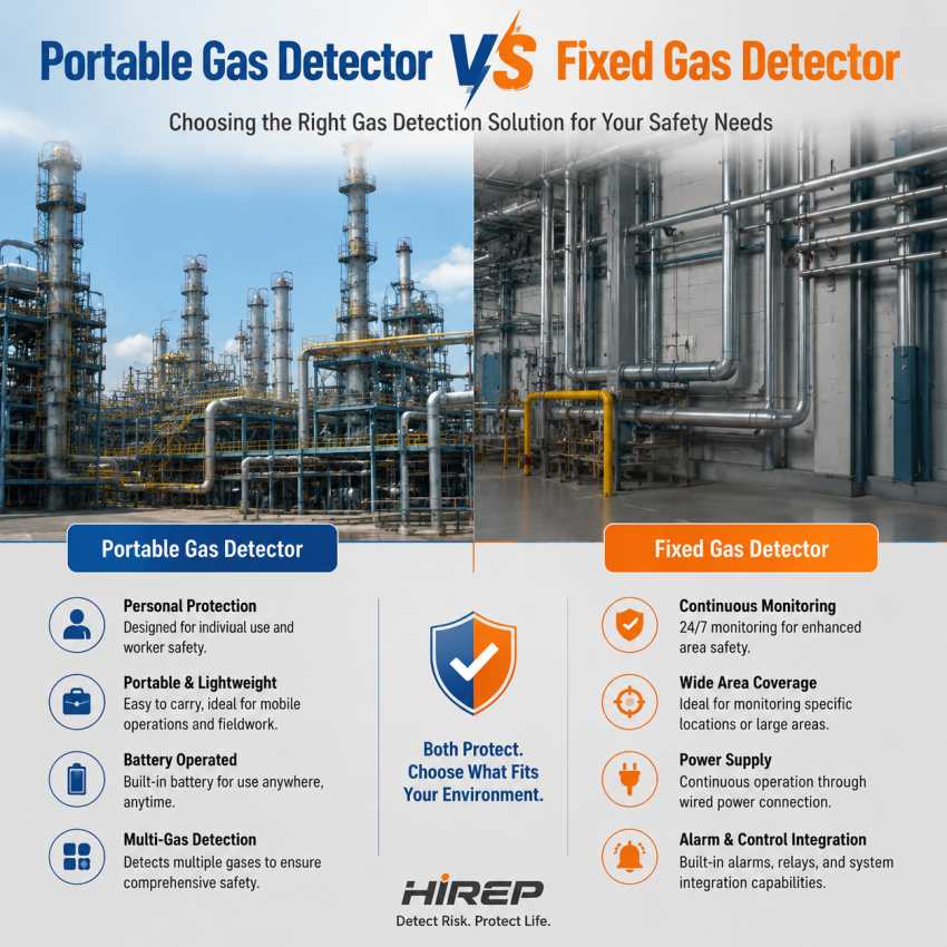 Portable Gas Detector vs Fixed Gas Detector