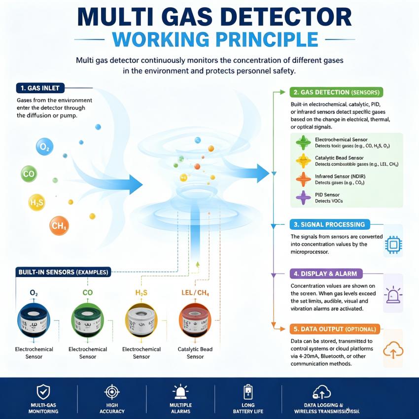 multi gas detector working principle