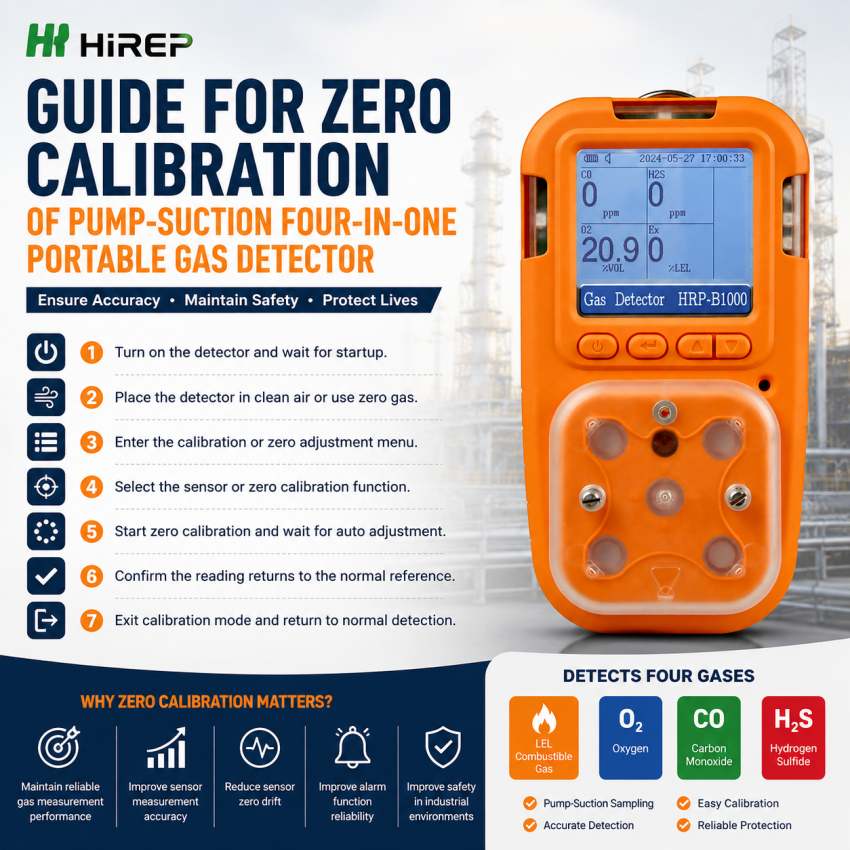 Guide for zero calibration of pump-suction four-in-one portable gas detector