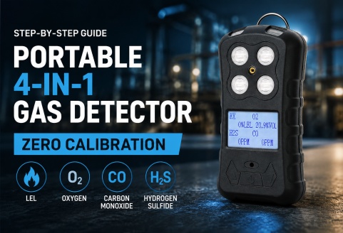 Portable 4-in-1 Gas Detector Zero Calibration Guide | LEL, O₂, CO & H₂S