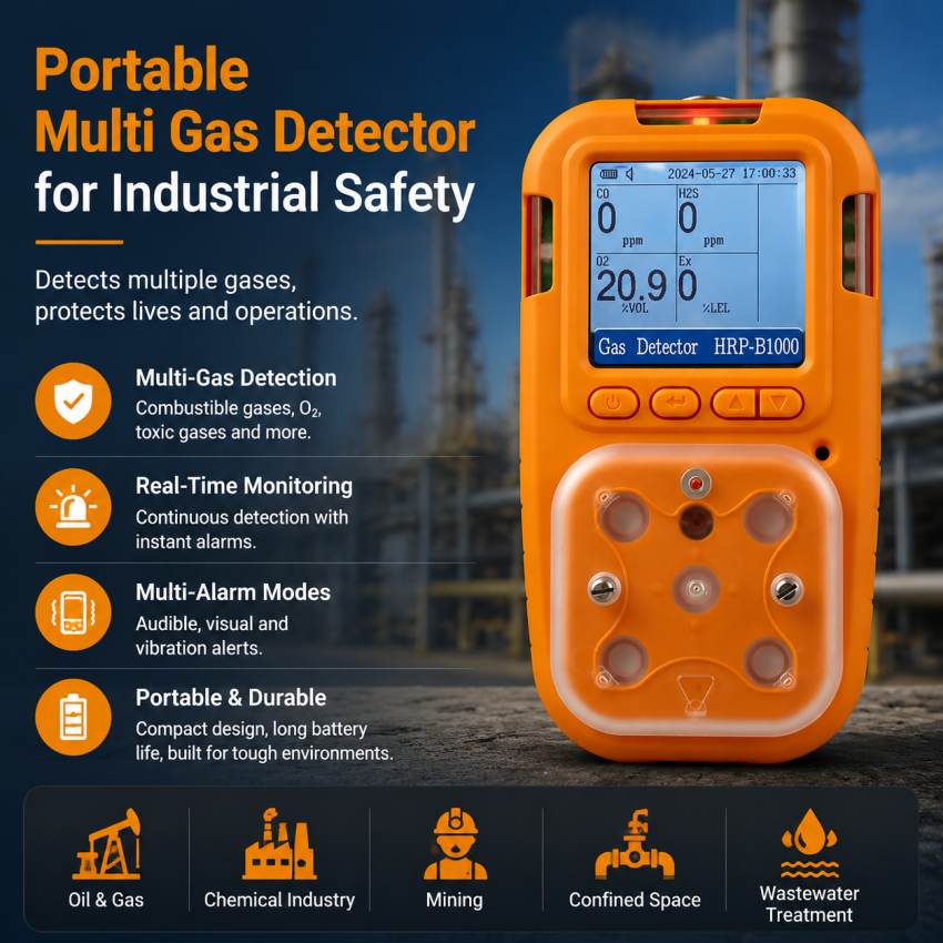 Portable Multi Gas Detector for Industrial Safety